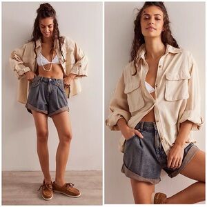 𝓯𝓹 Free People ~ WE ARE FREE MADE FOR SUN LINEN SHIRT